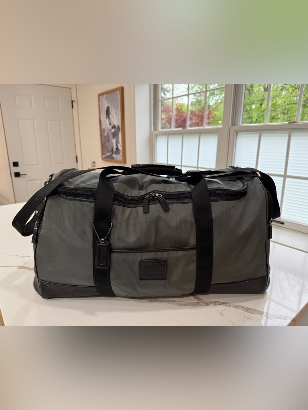 Coach 24” Voyager Travel Duffel Bag with Leather Trim and Shoulder Strap!